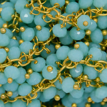 Load image into Gallery viewer, Brass Gold Plated 2.5mm Width by 3.6mm Length Cable Chain, With Two of 3.6mm Width by 2.8mm Length Amazonite Stone Hanging off the Chain, Gem Stone Chain. Price per: 1 Inch.