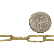 Load image into Gallery viewer, Sterling Silver - Gold Plated 6.00mm Width by 15.50mm Length, Diamond Cut Elongated Cable Chain. Price per: 1 Foot.