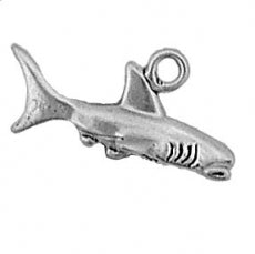 Charms. Sterling Silver, 23.7mm Width by 9.3mm Length by 11.3mm Height, Hammerhead Shark Charm. Quantity Per Pack: 1 Piece.