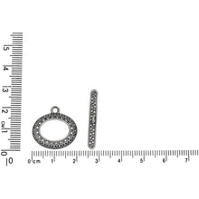 Load image into Gallery viewer, Sterling Silver, 20.4mm Width by 2.7mm Length by 20.1mm Height, Fancy Oval Toggle Clasp Ring and 28.1mm Width by 3.7mm Length, Fancy Toggle Clasp Bar. Quantity Per Pack: 1 Pair.