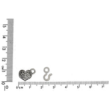 Load image into Gallery viewer, Sterling Silver, 13.9mm Width by 3.7mm Length by 10.7mm Height, Heart Eye with 7.6mm Width by 1.0mm Length by 11.3mm Height, Plain Hook, Fancy Hook & Eye Clasp. Quantity Per Pack: 1 Pair.