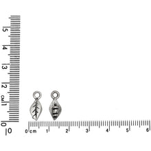 Load image into Gallery viewer, Sterling Silver, 6.0mm Width by 3.5mm Length by 15.1mm Height, Fancy Leaf Leather End Cap With 4.3mm Fix Ring. Quantity Per Pack: 4 Pieces.