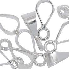 Load image into Gallery viewer, Sterling Silver 4.4mm Width by 12.0mm Height, Sliding Bail with 18.0 Gauge 4.0mm Open Ring at the bottom. Quantity per pack - 10 Pieces.