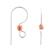 Load image into Gallery viewer, Sterling Silver, 20.0 Gauge, 11.8mm Width by 24.6mm Height, Ear Wire With 4.1mm Width / Length Open Loop & 2.6mm Width / Length Copper Bead. Quantity Per Pack: 20 Pieces.