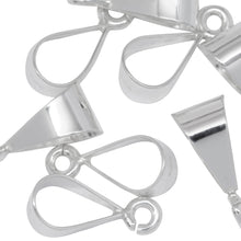 Load image into Gallery viewer, Sterling Silver 6.1mm Width by 10.1mm Height, Sliding Bail with 16.0 gauge 4.1mm Open Ring at the bottom. Quantity per pack - 10 Pieces.