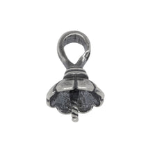 Load image into Gallery viewer, Bails. Sterling Silver Oxidized 7.6mm Screw Eye Bail with 4.4mm Width by 5.1mm Height, Sliding Bail at the top. Quantity per pack - 4 Pieces.
