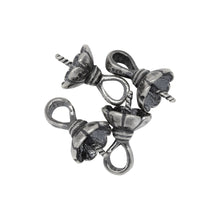 Load image into Gallery viewer, Sterling Silver Oxidized 7.6mm Screw Eye Bail with 4.4mm Width by 5.1mm Height, Sliding Bail at the top. Quantity per pack - 4 Pieces.