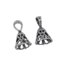 Load image into Gallery viewer, Sterling Silver Oxidized 10.7mm Filigree Screw Eye Bail with 5.5mm Width by 6.9mm Height, Sliding Bail at the top. Quantity per pack - 2 Pieces.
