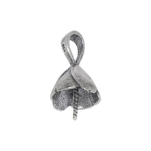Load image into Gallery viewer, Bails. Sterling Silver Oxidized 10.2mm Width by 11.4mm Length, Screw Eye Bail with 5.1mm Width by 6.4mm Height, Sliding Bail at the top. Quantity per pack - 2 Pieces.