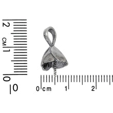 Load image into Gallery viewer, Sterling Silver Oxidized 10.2mm Width by 11.4mm Length, Screw Eye Bail with 5.1mm Width by 6.4mm Height, Sliding Bail at the top. Quantity per pack - 2 Pieces.