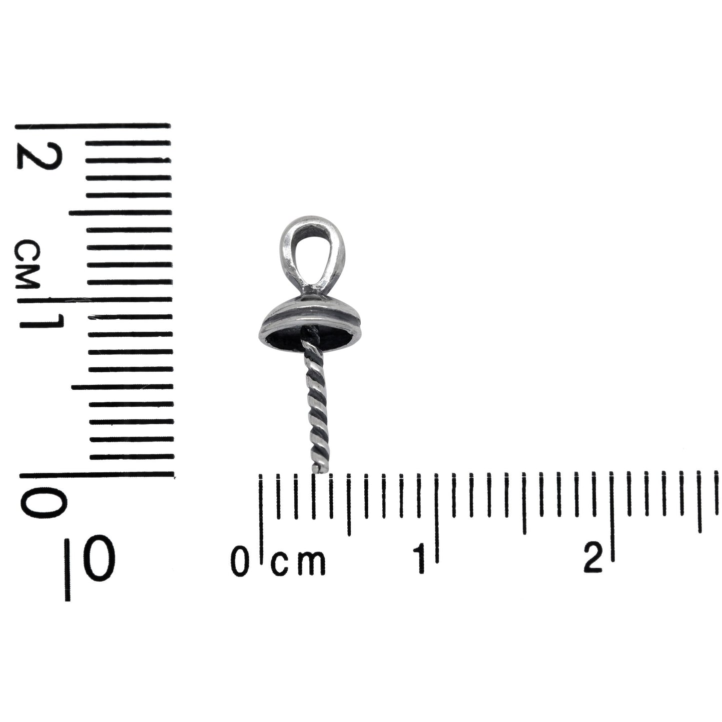 Sterling Silver Oxidized 5.8mm Screw Eye Bail with 3.6mm Width by 4.1mm Height, Sliding Bail at the top. Quantity per pack - 4 Pieces.