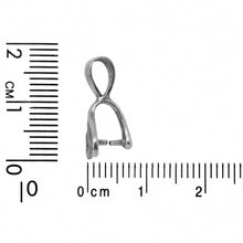 Load image into Gallery viewer, Sterling Silver Oxidized 5.4mm Width by 10.6mm Height, Double Leaf Pinch Bail with 5.2mm Width by 6.9mm Height, Sliding Bail at the top. Quantity per pack - 6 Pieces.