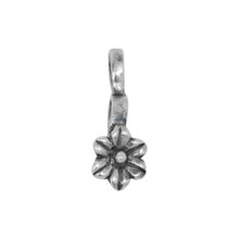 Load image into Gallery viewer, Bails. Sterling Silver Oxidized 9.6mm Width by 15.1mm Height, Flower Pinch Bail with 5.2mm Width by 7.2mm Height, Sliding Bail at the top. Quantity per pack - 2 Pieces.