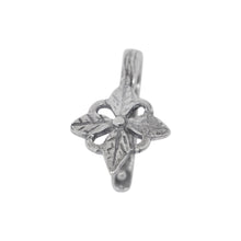 Load image into Gallery viewer, Bails. Sterling Silver Oxidized 9.3mm Width by 17.0mm Height, Flower Pinch Bail. Quantity per pack - 5 Pieces.