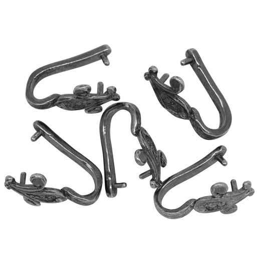 Sterling Silver Oxidized 9.5mm Width by 15.5mm Height, Flower Shrub Pinch Bail. Quantity per pack - 5 Pieces.