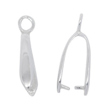 Load image into Gallery viewer, Sterling Silver 3.6mm Width by 15.1mm Height, Side To Side Pinch Bail with 19.0 Gauge, 4.2mm Width, Closed Ring at the top. Quantity per pack - 5 Pieces.