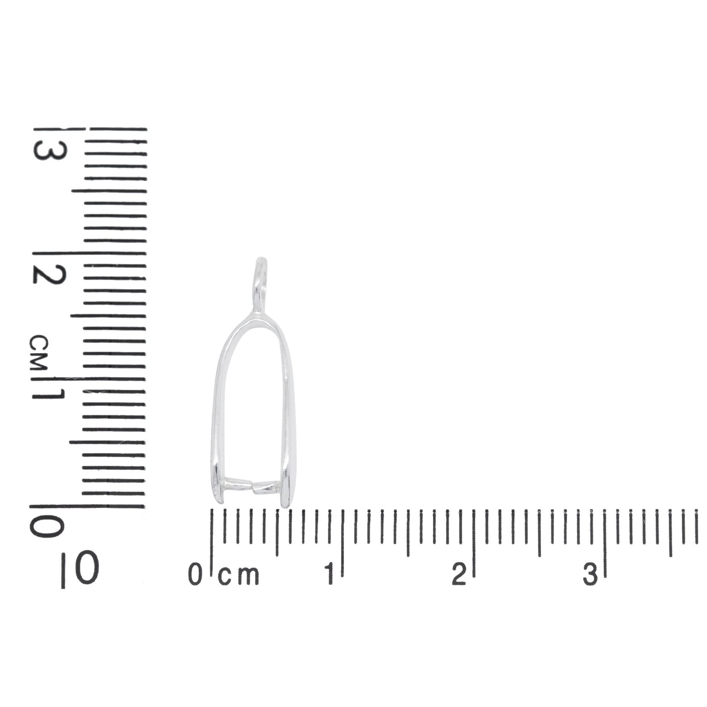 Sterling Silver 3.6mm Width by 15.1mm Height, Side To Side Pinch Bail with 19.0 Gauge, 4.2mm Width, Closed Ring at the top. Quantity per pack - 5 Pieces.