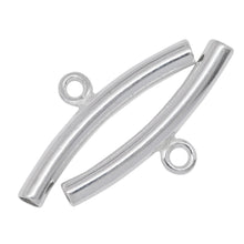 Load image into Gallery viewer, Sterling Silver 3.0mm Width by 24.0mm Length Smooth Curved Tube, Sliding Bail with 18 Gauge 3.9mm Closed Ring at the Bottom. Quantity per pack - 4 Pieces.