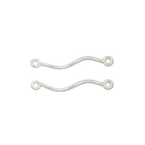 Connectors. Sterling Silver 18.0 Gauge, 3.4mm Width by 22.6mm Length, S Connector With 2.5mm Fix Ring on both ends. Quantity Per Pack: 10 Pieces.