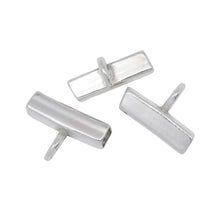 Load image into Gallery viewer, Sterling Silver 3.0mm Width by 10.3mm Length Smooth Square Curved Tube, Sliding Bail with 18 Gauge 4.0mm Closed Ring at the Bottom. Quantity per pack - 10 Pieces.