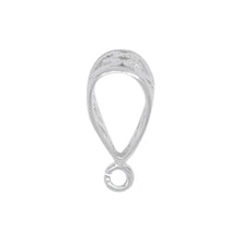 Load image into Gallery viewer, Bails. Sterling Silver 9.2mm Width by 14.3mm Length, Filigree Sliding Bail with 16.0 Gauge 4.2mm Open Ring at the Bottom. Quantity per pack - 2 Pieces.