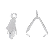 Load image into Gallery viewer, Sterling Silver 4.0mm Width by 7.7mm Height by 7.5mm Length, Pinch Bail with 23.0 Gauge 2.5mm Closed Ring at the Top. Quantity per pack - 10 Pieces.