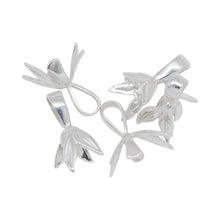 Load image into Gallery viewer, Sterling Silver 3.3mm Length by 5.2mm Width, Smooth Sliding Bail With 10.2mm Width by 8.0mm Length, Leafs towards the Bottom, Side to Side Pinch Bail at the Bottom. Quantity per pack - 5 Pieces.