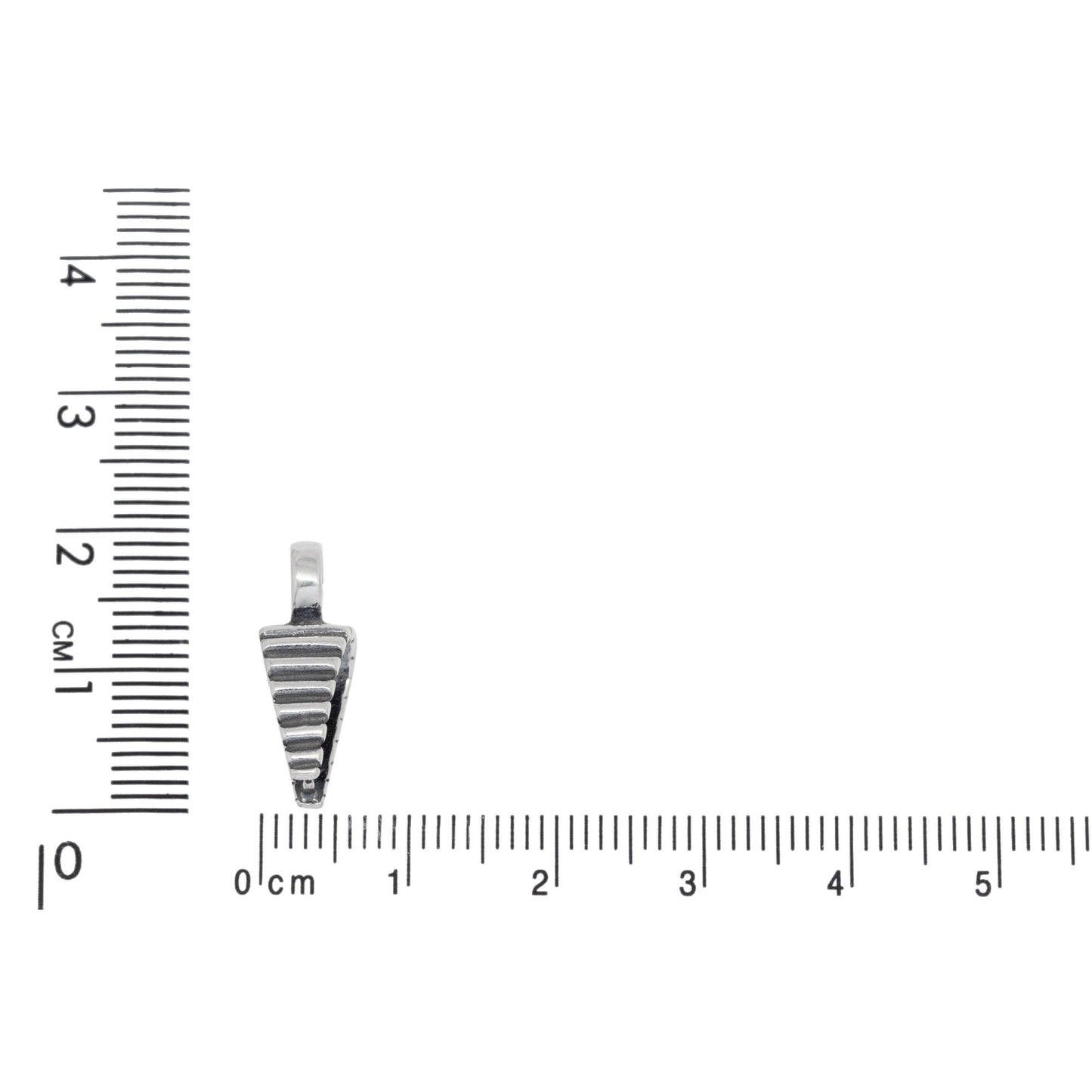 Sterling Silver Oxidized 2.2mm Length by 6.1mm Width, Smooth Sliding Bail With 7.8mm Width by 6.5mm Length, Corrugated Pinch Bail at the Bottom. Quantity per pack - 5 Pieces.