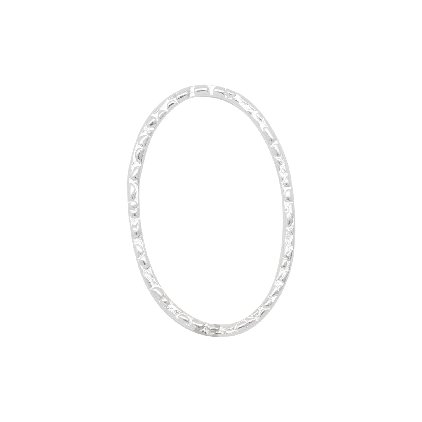 Connectors. Sterling Silver 12.7mm Width by 19.3mm Length, Handmade Hammered Oval Connector. Quantity Per Pack: 2 Pieces.