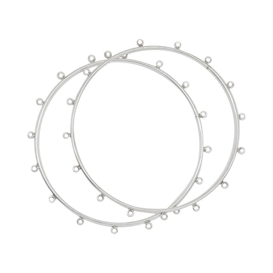 Sterling Silver 61.50mm Width / Length Smooth Bangle with 16 of 2.45mm Width / Length Smooth Fix Ring on outside of the Bangle. Quantity Per Pack: 1 Piece.