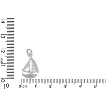 Load image into Gallery viewer, Sterling Silver, 11.4mm Width by 1.5mm Length by 17.3mm Height, Sail Boat Charm. Quantity Per Pack: 6 Pieces.