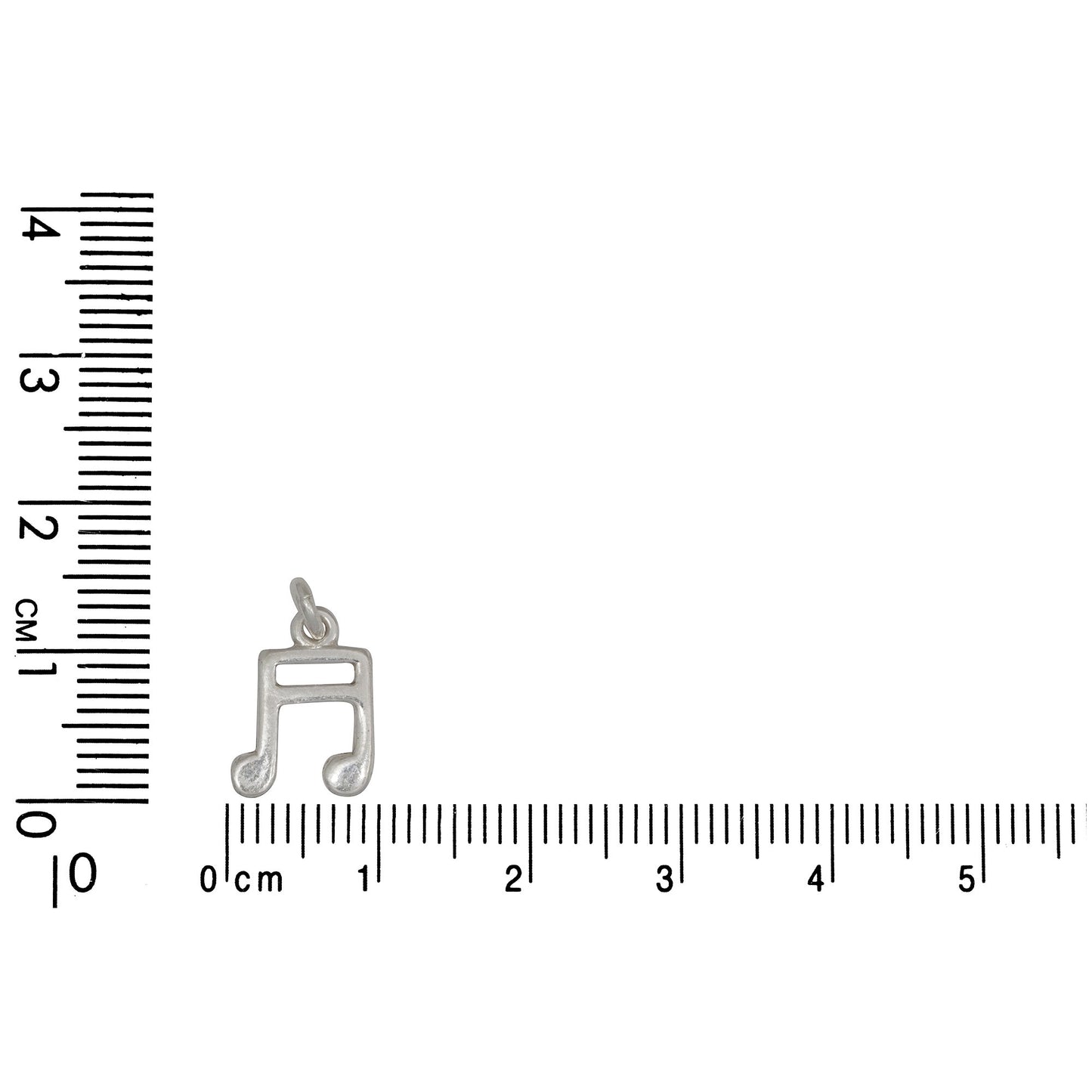Sterling Silver, 9.6mm Width by 1.2mm Length by 12.8mm Height, Music Note Charm. Quantity Per Pack: 5 Pieces.