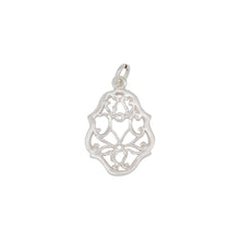 Load image into Gallery viewer, Sterling Silver, 15.4mm Width by 1.4mm Length by 22.6mm Height, Filigree Charm. Quantity Per Pack: 3 Pieces.