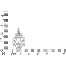 Load image into Gallery viewer, Sterling Silver, 15.4mm Width by 1.4mm Length by 22.6mm Height, Filigree Charm. Quantity Per Pack: 3 Pieces.