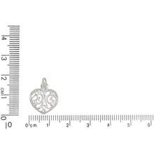 Load image into Gallery viewer, Sterling Silver, 14.4mm Width by 1.9mm Length by 15.4mm Height, Filigree Heart Charm. Quantity Per Pack: 5 Pieces.