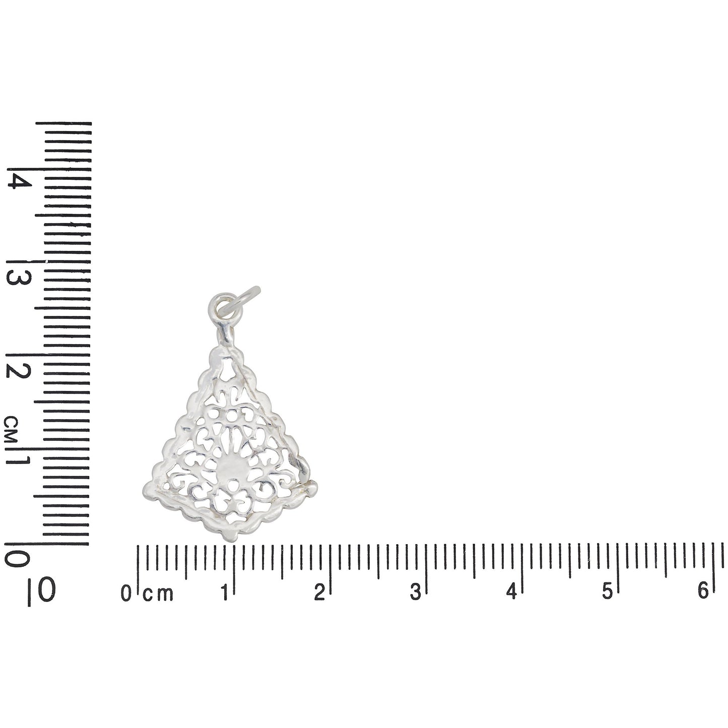 Sterling Silver, 18.6mm Width by 1.7mm Length by 26.4mm Height, Filigree Charm. Quantity Per Pack: 3 Pieces.