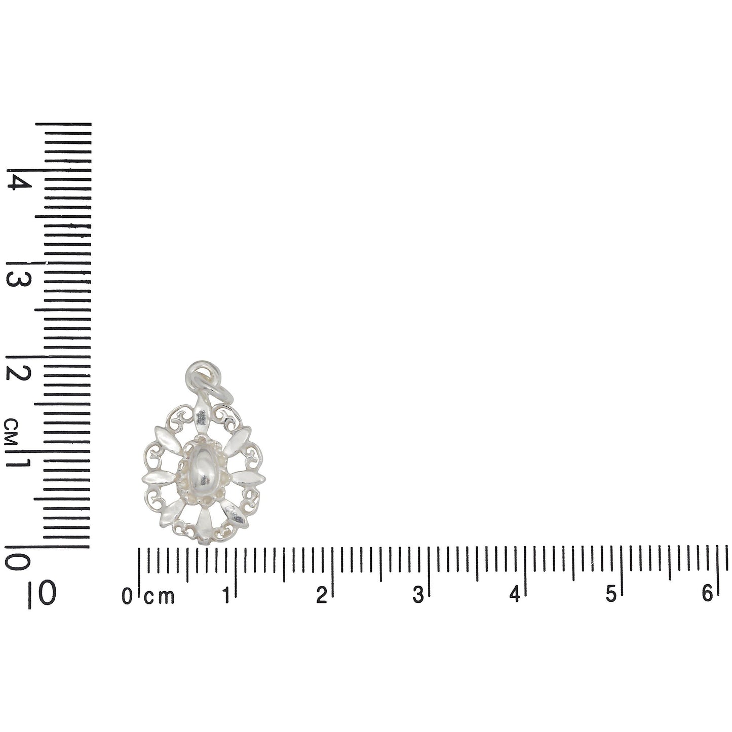 Sterling Silver, 12.9mm Width by 2.7mm Length by 19.4mm Height, Filigree Charm. Quantity Per Pack: 4 Pieces.