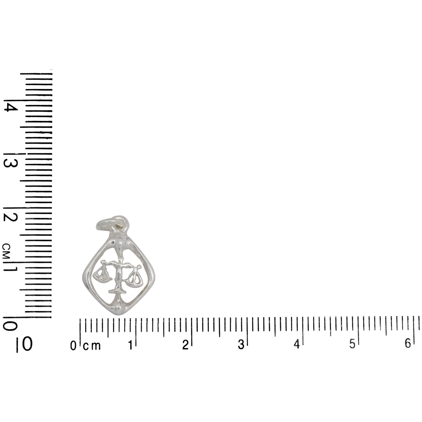 Sterling Silver, 13.4mm Width by 2.1mm Length by 18.2mm Height, Libra Charm. Quantity Per Pack: 4 Pieces.