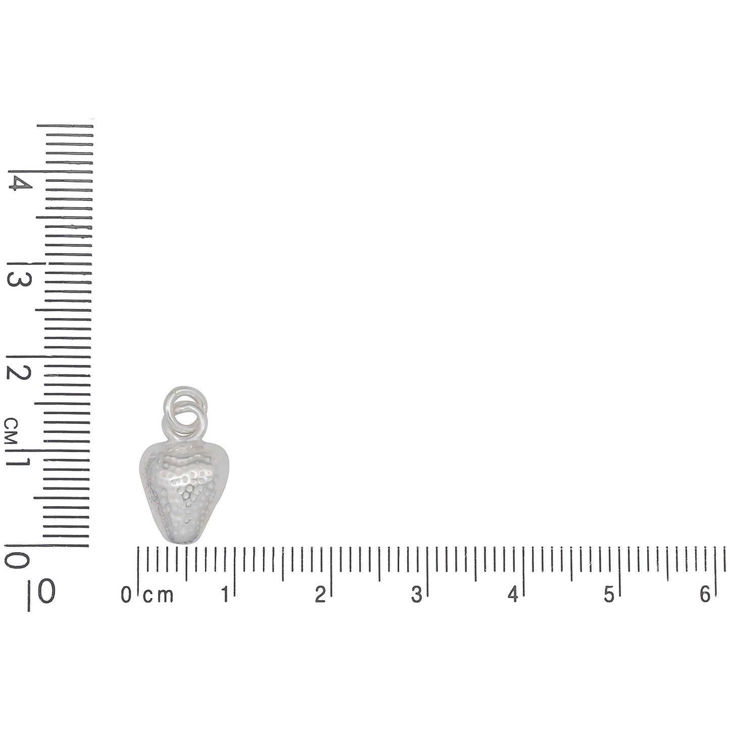 Sterling Silver, 9.4mm Width by 3.5mm Length by 15.1mm Height, Strawberry Charm. Quantity Per Pack: 4 Pieces.