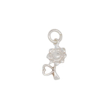Load image into Gallery viewer, Sterling Silver, 7.0mm Width by 2.1mm Length by 13.6mm Height, Flower Charm. Quantity Per Pack: 8 Pieces.