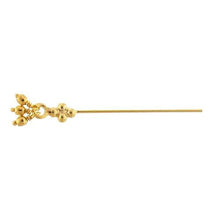 Load image into Gallery viewer, Sterling Silver Gold Plated / Vermeil, 22.0 Gauge 1.5 Inch Dangle Pin, With Dotted Rhombus Head & Dangles. Quantity Per Pack: 10 Pieces.