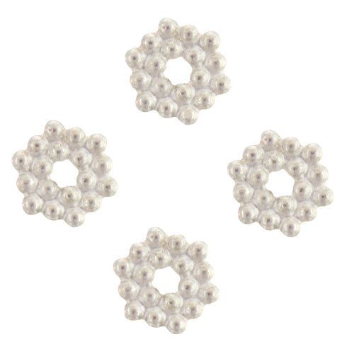 Sterling Silver, 6.9mm Width by 6.9mm Length by 1.7mm Height, Shiny Hexagon Daisy Bead. Quantity per pack: 80 Pieces.