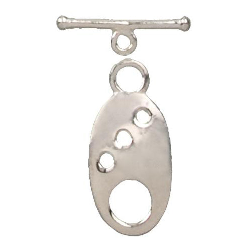 Clasps. Sterling Silver 12.1mm Width by 21.8 Length, Toggle Clasp with 6.54mm Fixed Ring towards Top of the Toggle Ring
and a Bar with Fixed Ring on the Top & Ball end. Quantity Per Pack: 3 Pairs.