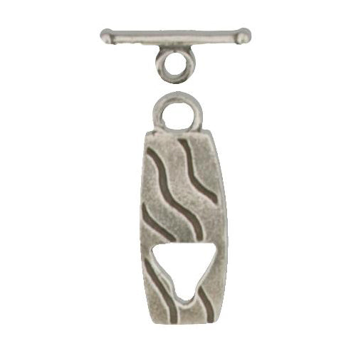Clasps. Sterling Silver 10.41mm Width by 23.9 Length, Toggle Clasp with 5.85mm Fixed Ring towards Top of the Toggle Ring
and a Bar with Fixed Ring on the top & Ball End. Quantity Per Pack: 2 Pairs