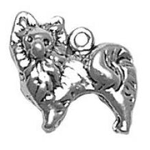 Load image into Gallery viewer, Charms. Sterling Silver, 15.4mm Width by 5.2mm Length by 13.9mm Height, Pomeranian Dog Charm. Quantity Per Pack: 1 Piece.