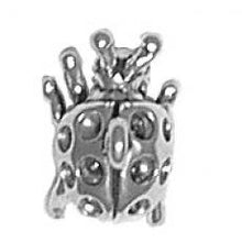 Load image into Gallery viewer, Charms. Sterling Silver, 13.8mm Width by 9.2mm Length by 10.3mm Height, Ladybug Charm. Quantity Per Pack: 1 Piece.