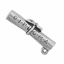 Load image into Gallery viewer, Charms. Sterling Silver, 9.4mm Width by 6.4mm Length by 24.8mm Height, Rolled Diploma Charm. Quantity Per Pack: 1 Piece.