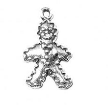 Load image into Gallery viewer, Charms. Sterling Silver, 12.8mm Width by 2.9mm Length by 21.2mm Height, Gingerbread Man Charm. Quantity Per Pack: 1 Piece.