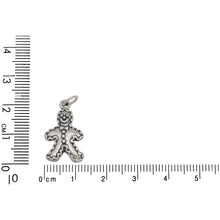 Load image into Gallery viewer, Sterling Silver, 12.8mm Width by 2.9mm Length by 21.2mm Height, Gingerbread Man Charm. Quantity Per Pack: 1 Piece.