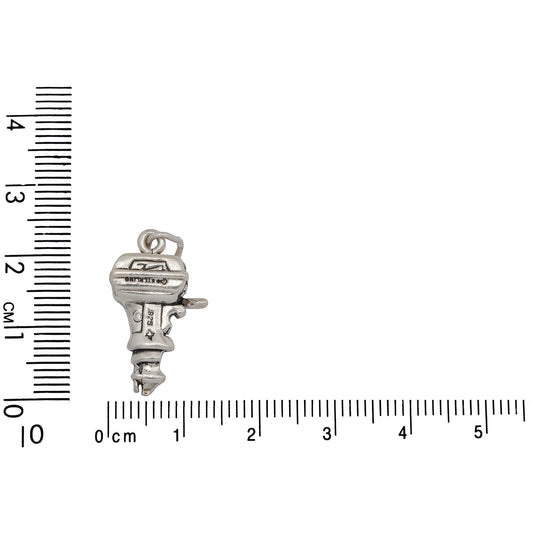 Sterling Silver, 13.5mm Width by 6.0mm Length by 22.4mm Height, Boat Motor Charm. Quantity Per Pack: 1 Piece.